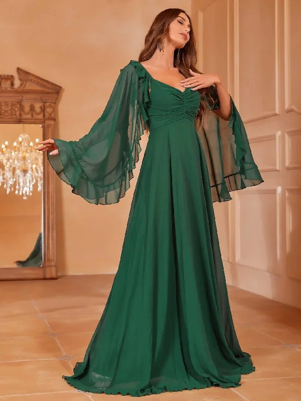 Cape Sleeves Chiffon Party Dress Fall party dresses