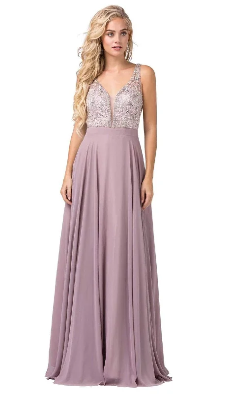 Dancing Queen - 2669 Bejeweled Sleeveless V Neck Low Scoop Back Gown H&M party dresses