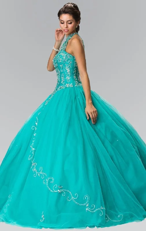 Elizabeth K - GL2348 Bead Embellished Halter Neck Tulle Ballgown Budget-friendly party dresses