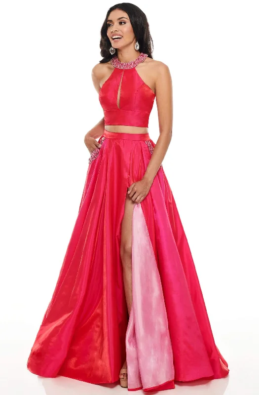 Rachel Allan Prom - 7009 Two Piece Beaded Halter Ballgown Tiered party dresses