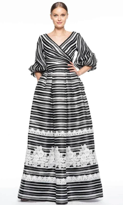 Theia 8812269 - Faux Wrap Stripe Evening Dress Ruffled party dresses