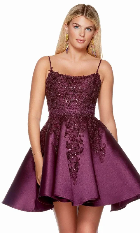 Alyce Paris 3164 - Applique Mikado A-Line Homecoming Dress Velvet unclassified dresses