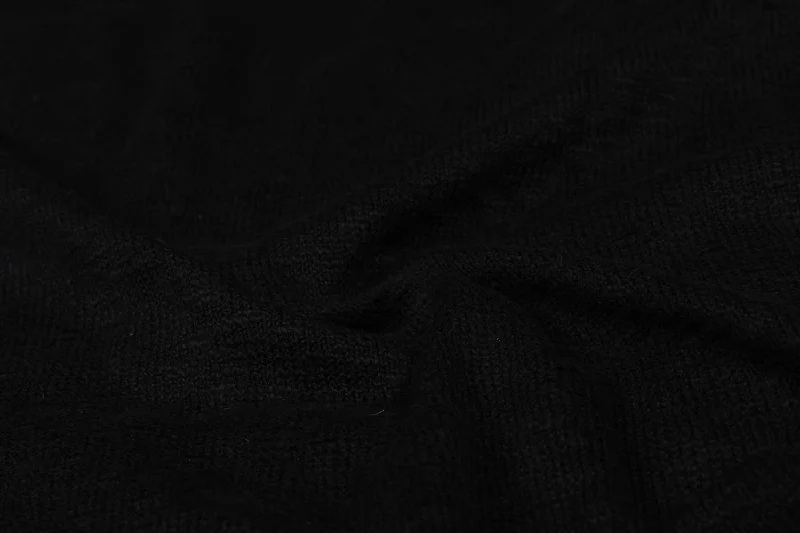 Black Plain Knit Wool Fabric Popular unclassified dresses