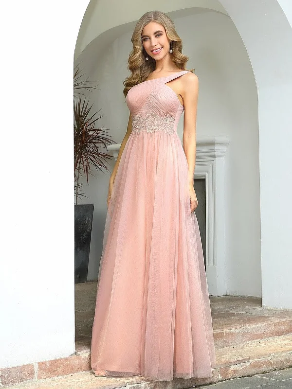 Cute One Shoulder Ruched Bridesmaid Dress with Appliques Short unclassified dresses