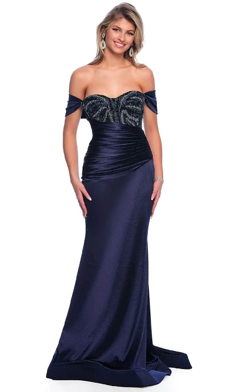 Dave & Johnny 11849 - Ruched Detail Off Shoulder Formal Dress Travel unclassified dresses