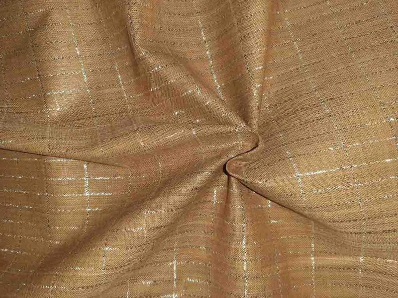 Dark Brown Zari Checks Handloom Cotton Fabric Preppy unclassified dresses