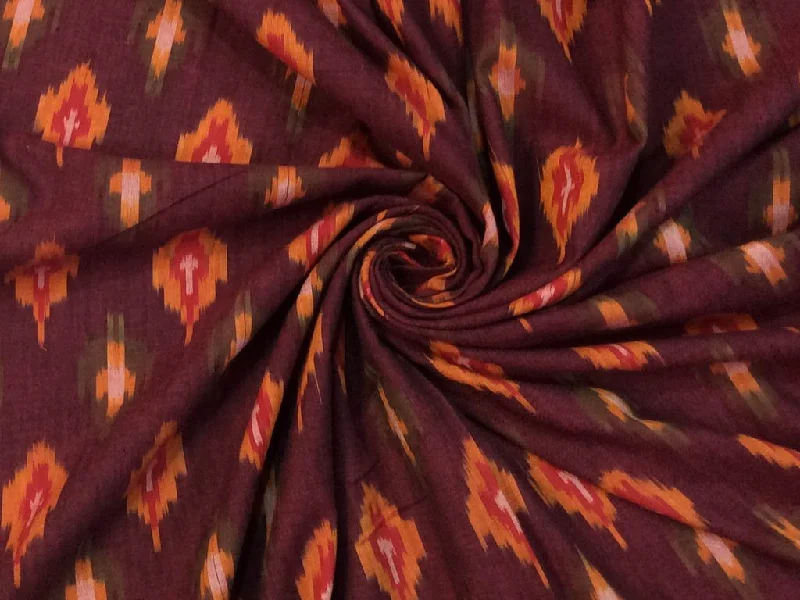 Deep Purple Multicolour Abstract Handloom Cotton Ikat Fabric Tiered unclassified dresses