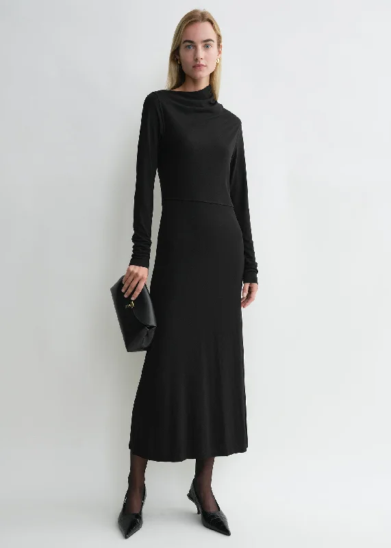 Draped jersey dress black Soft fabric unclassified dresses