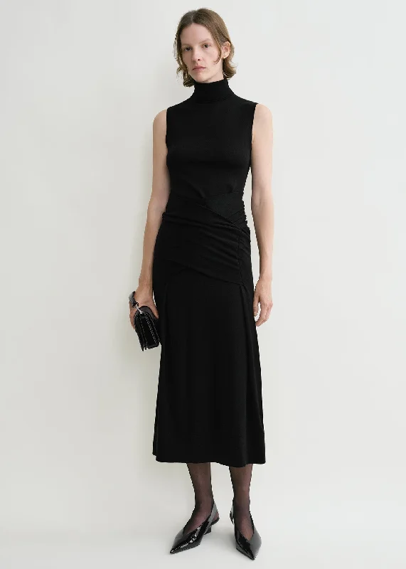 Draped knit dress black Cotton unclassified dresses