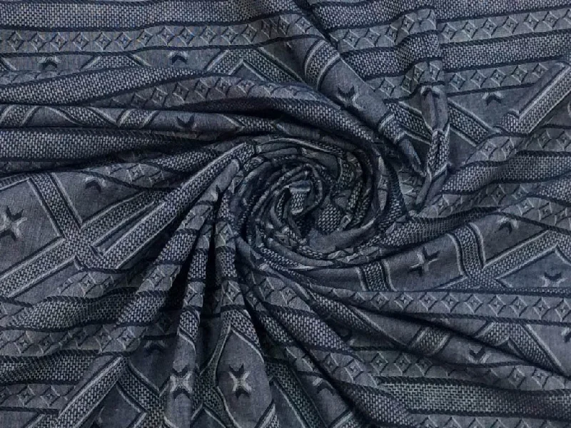 Gray Blue Abstract Geometric Jacquard Cotton Fabric Neutral tone unclassified dresses