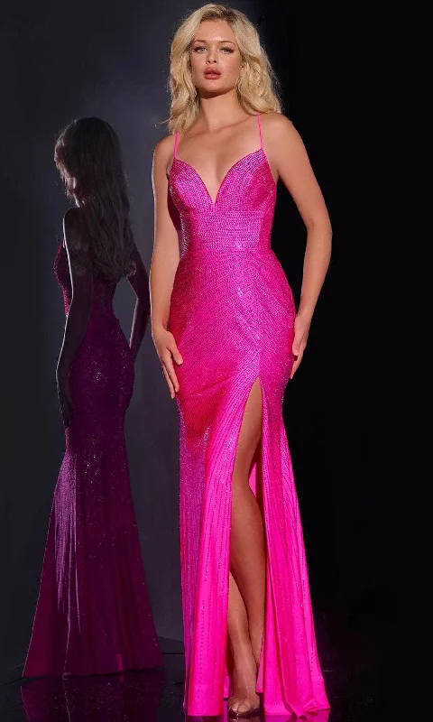 Jovani 36403 - Beaded V-Neck Prom Dress Long unclassified dresses