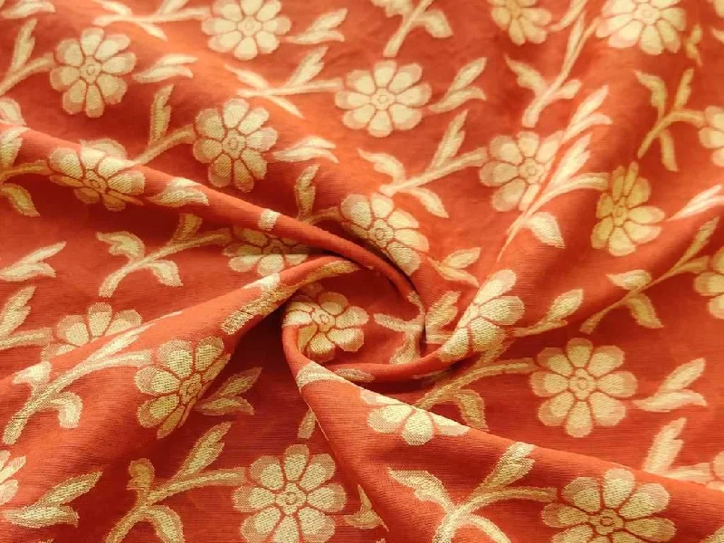 Orange Yellow Flowers Cotton Jacquard Fabric Silk unclassified dresses