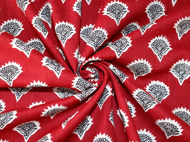 Red Black Flower Motif Pure Cotton Fabric Vintage unclassified dresses