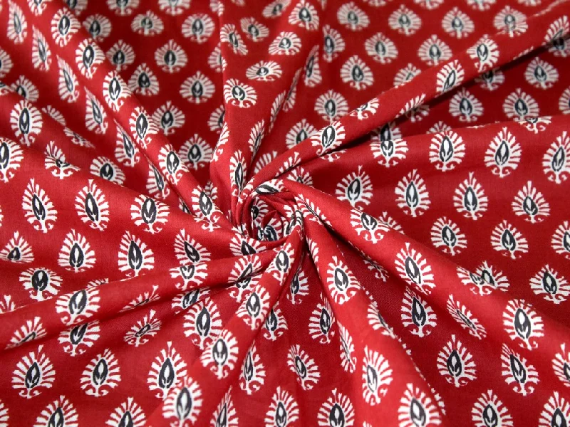 Red Black Leaves Pure Cotton Fabric Cotton unclassified dresses