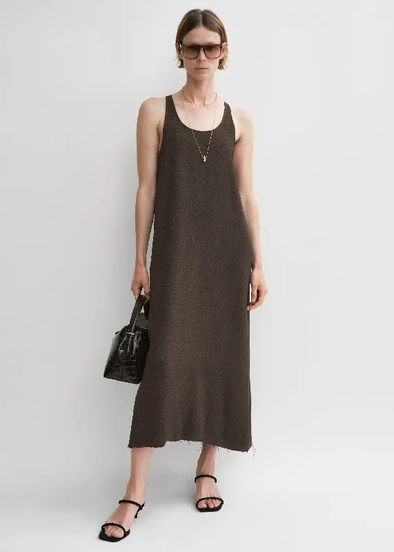 Scoop-neck sablé dress chocolate Unique unclassified dresses