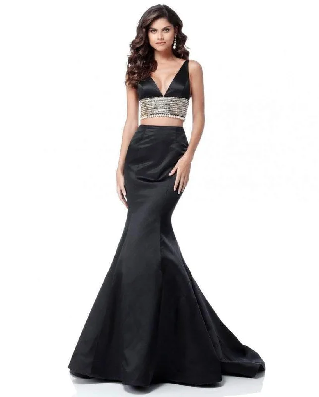 Sherri Hill - 51711 Two Piece Plunging V-Neck Mermaid Dress Gothic unclassified dresses