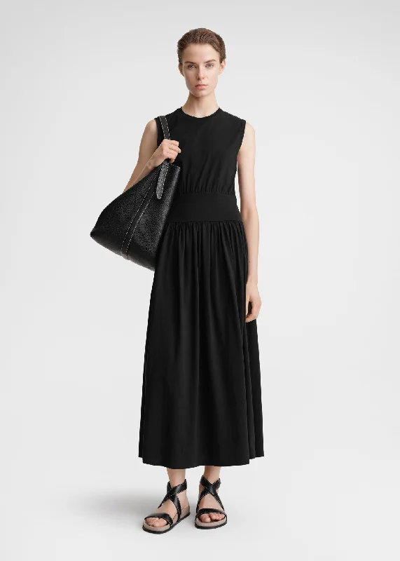 Sleeveless cotton tee dress black Backless unclassified dresses