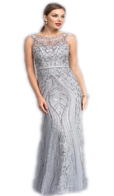 Trevi Collection - Bedazzled Illusion Bateau Fitted Prom Dress Stylish unclassified dresses