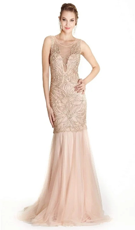 Trevi Collection - Embellished Illusion Scoop Trumpet Prom Dress Vacation unclassified dresses