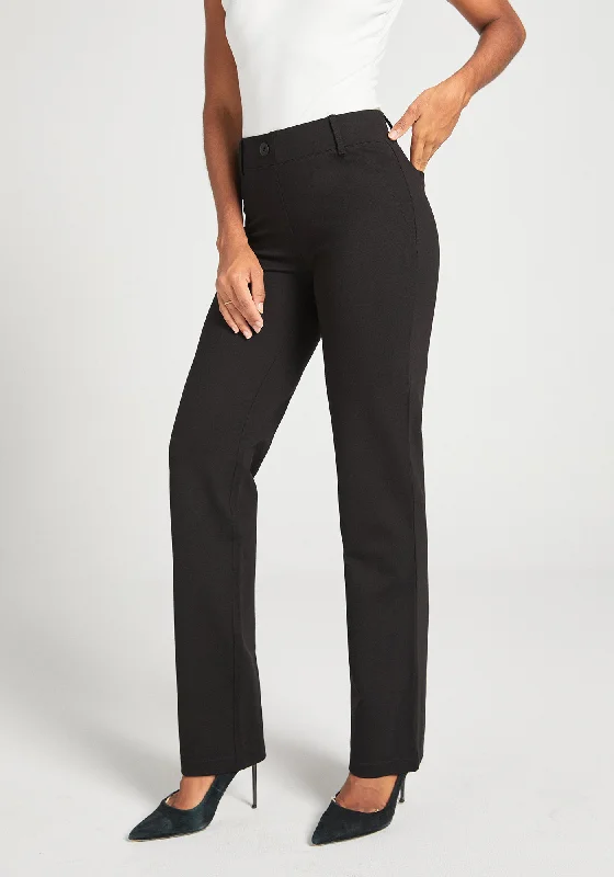 Two-Pocket Dress Pant Yoga Pant | Straight (Black) Women's unclassified dresses