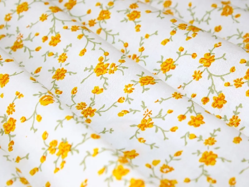 White Yellow Green Flowers Pure Cotton Fabric Lace unclassified dresses