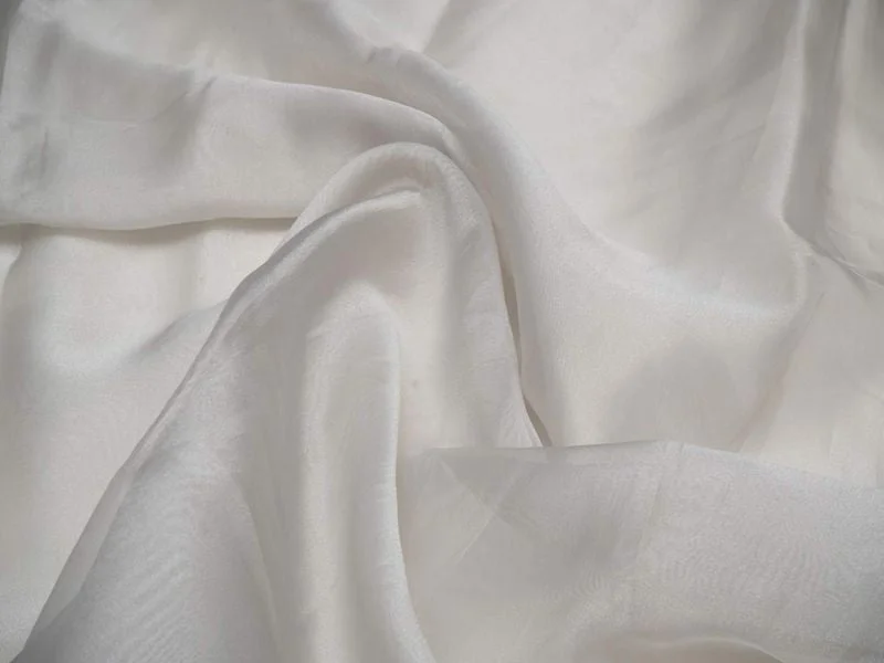 White Plain Viscose Organza Fabric Color block unclassified dresses