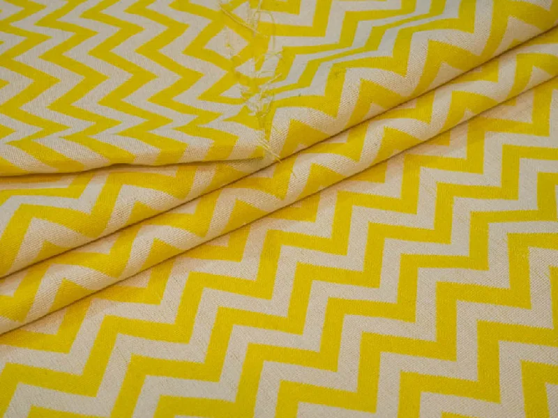 Yellow White Chevron Cotton Jacquard Fabric Mesh unclassified dresses