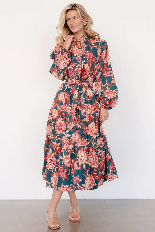 Charleston Dress | Jade Multi Floral Luxury floral dresses