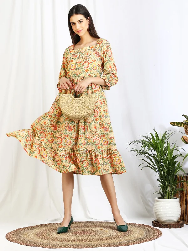 Floral Yellow 'Ruhaani' Cotton Dress ASOS floral dresses