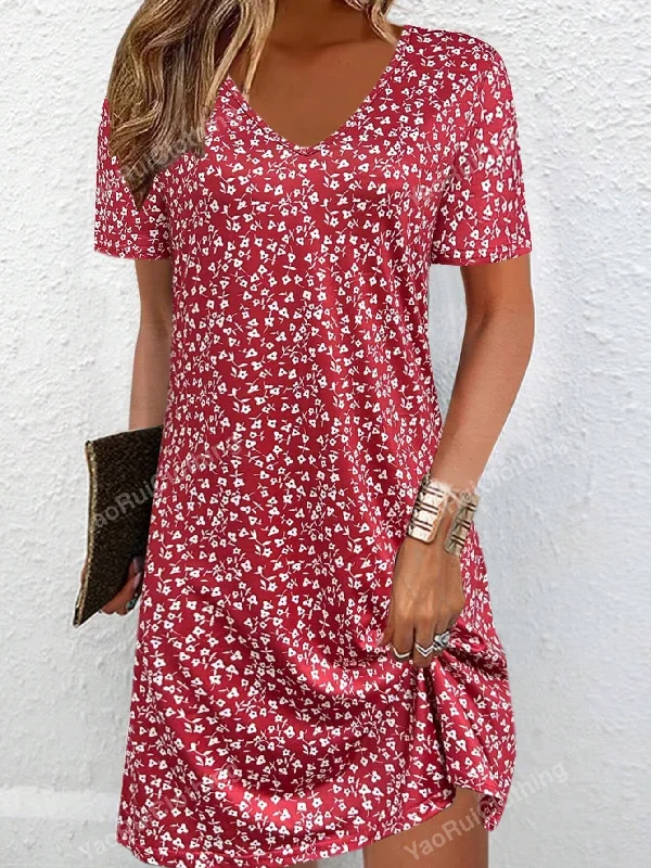 Spring/Summer Casual Vacation Style Versatile Floral Print Women Dress for Ladies Lightweight floral dresses for hot weather