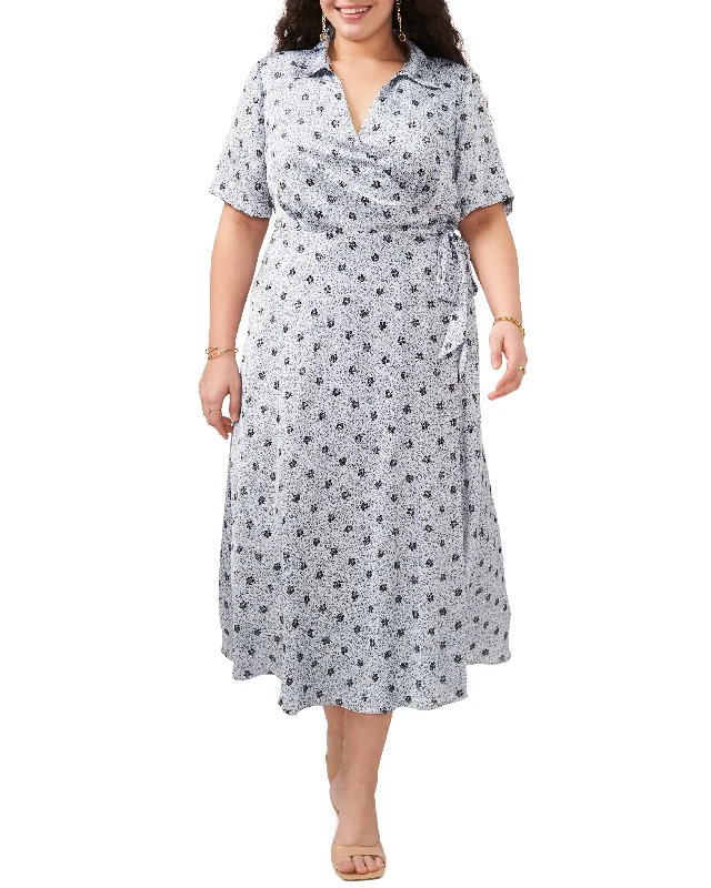 Plus-Size Leaf Print Wrap Dress Expensive floral dresses