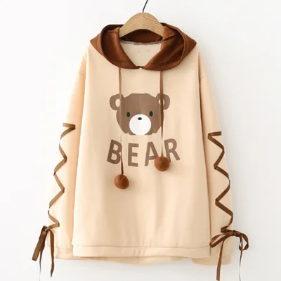 Cute Bear Hooded Ear Long Sleeve Sweater YV431 Comfortable Maxi Skirt