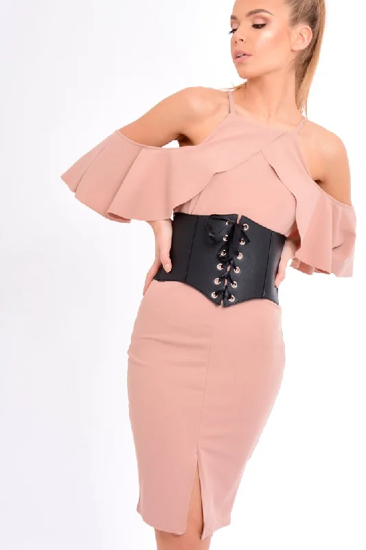 Rose Lace Up Corset Belt Dress - Shlya Lace Dress Set