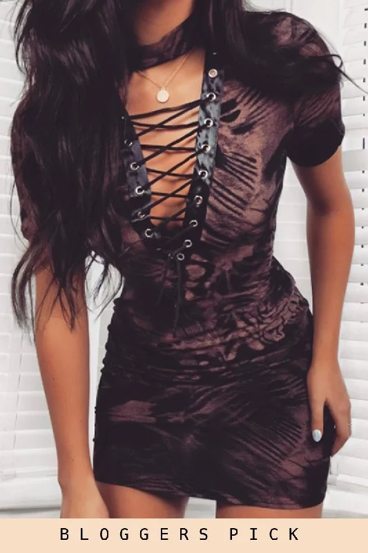 Tie Dye Lace Up Dress - Abby Lace Gown Style