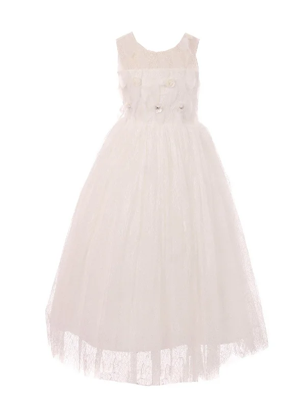 Big Girls Ivory Sequin Feather Chantilly Lace Junior Bridesmaid Dress 8-12 Sequin Party Dress