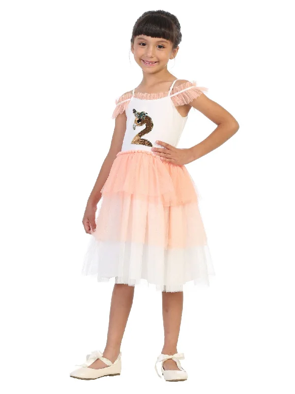 Little Girls Coral Flip Sequin Flamingo Corn Birthday Tutu Dress 2T-6 Sequin Dress Style