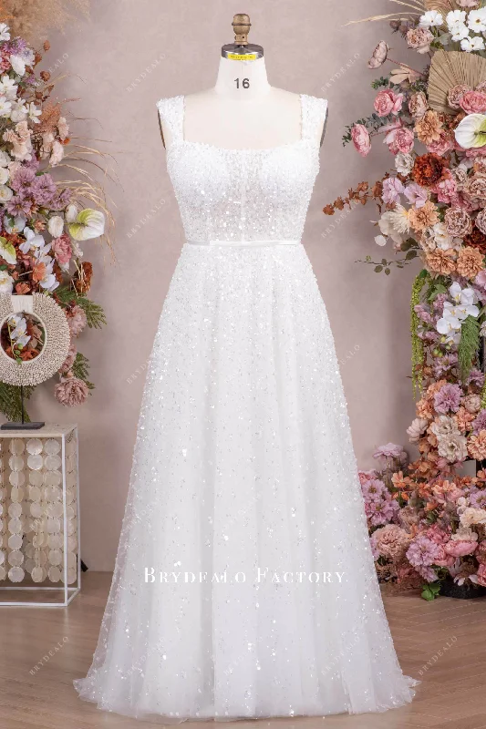 Plus Size Modern Ombre Sequin Aline Wedding Dress High Waist Sequin