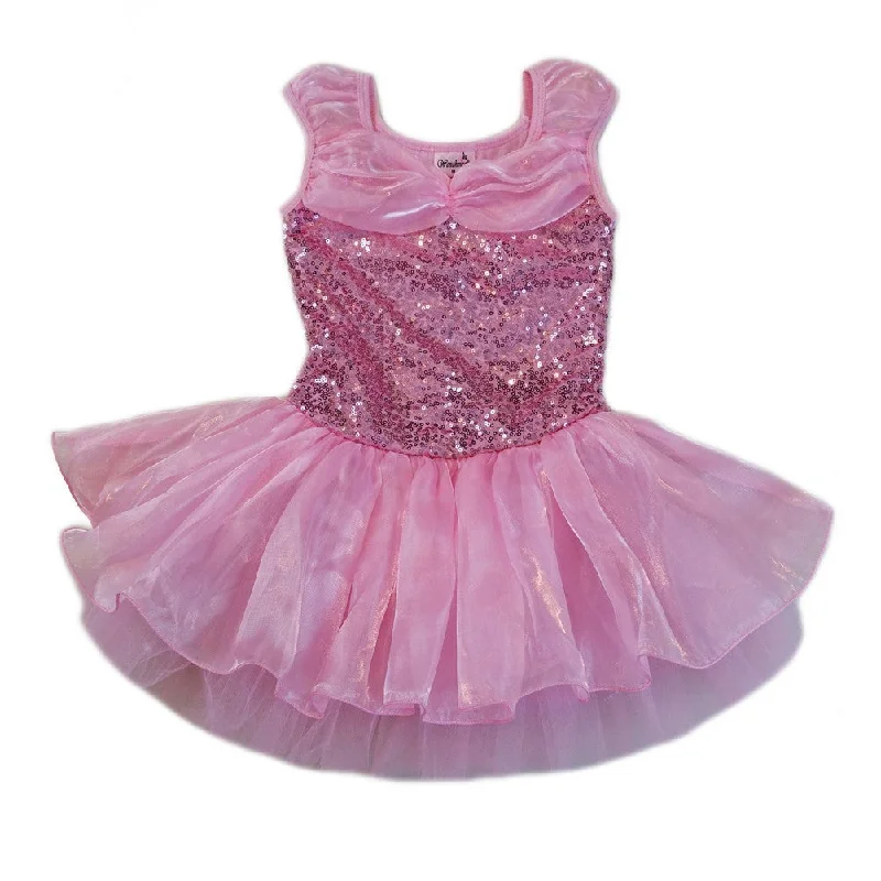 Girls Baby Pink Sequin Multi Layered Ballet Dress S (9-24M)-XL (6-8) Shimmer Sequin Dress