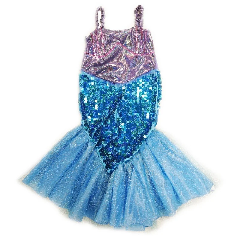 Girls Purple Blue Sequin Halloween Mermaid Dress S (4-6)-L (10-12) Strapless Sequin Dress