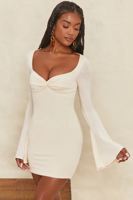 Wildest Dreams Flare Sleeve Mini Dress In cream Bodycon Evening Gown