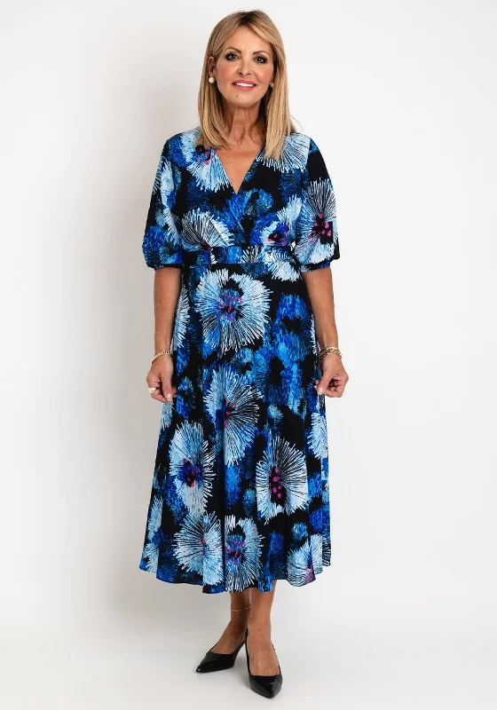 Ella Boo Floral Print A-Line Midi Dress, Multi Casual A-line Skirt