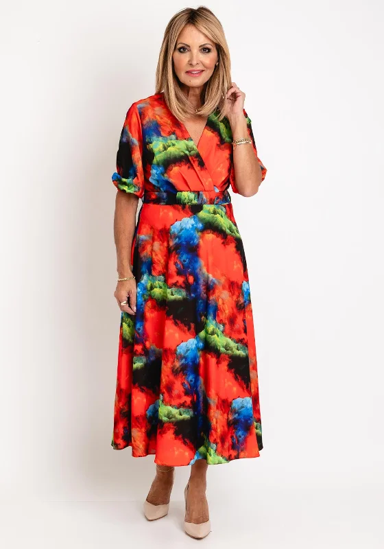 Ella Boo Watercolour Inspired Midi Dress, Multi Button-down Midi Skirt