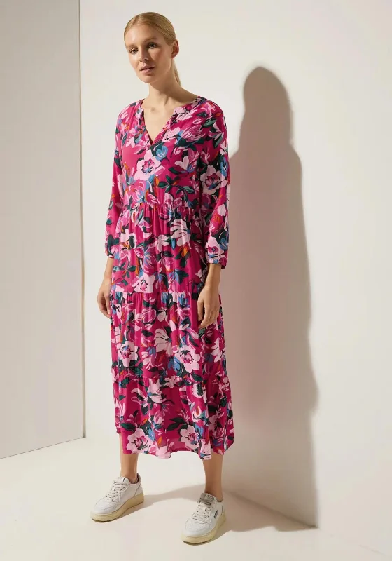 Street One Print Smock Midi Dress, Berry Rose Soft A-line Skirt