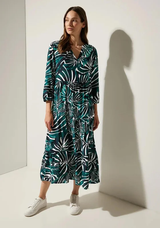 Street One Print Smock Midi Dress, Lagoon Green Boho Chic Midi