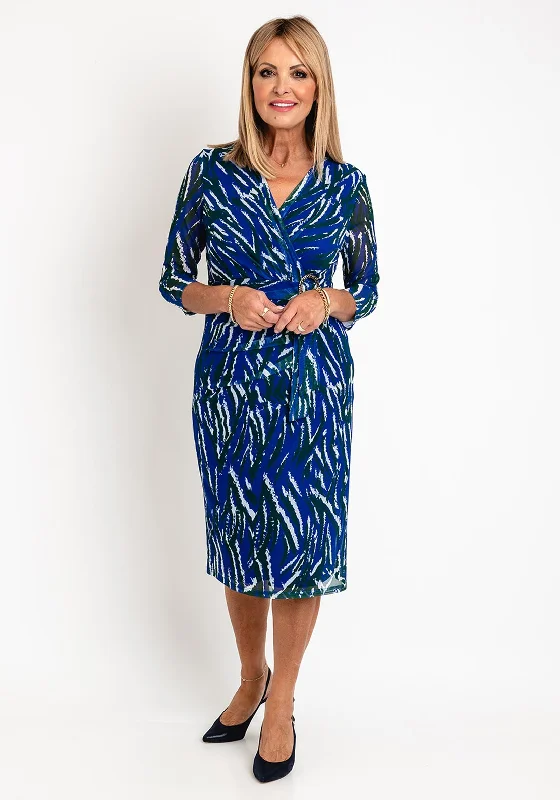 Via Veneto Print Mesh Midi Dress, Royal Blue Multi Midi Skirt Trend