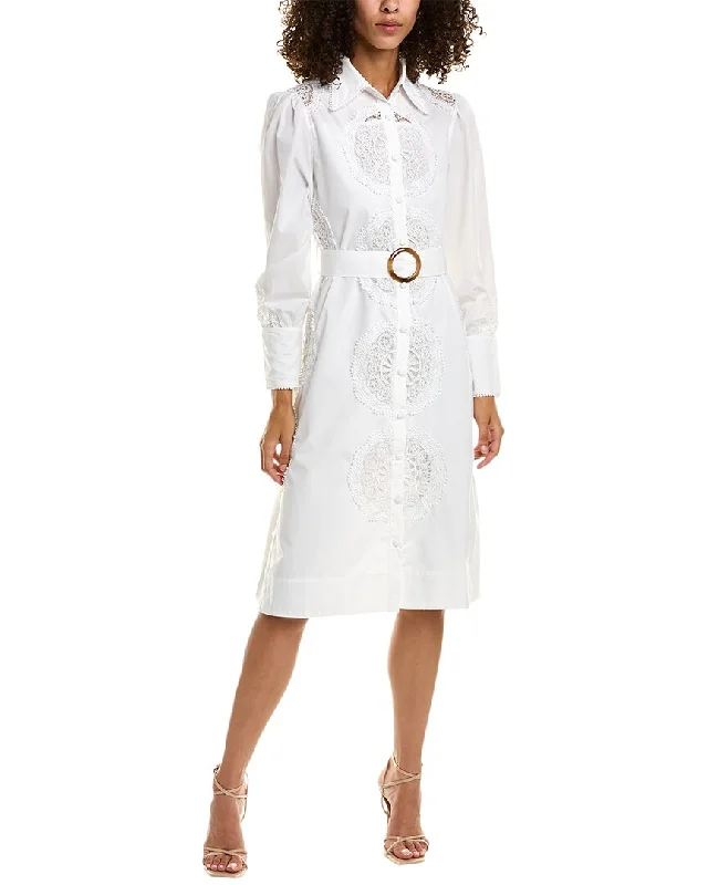 Gracia Lace Trim Shirtdress Long Sleeve Shirt Dress