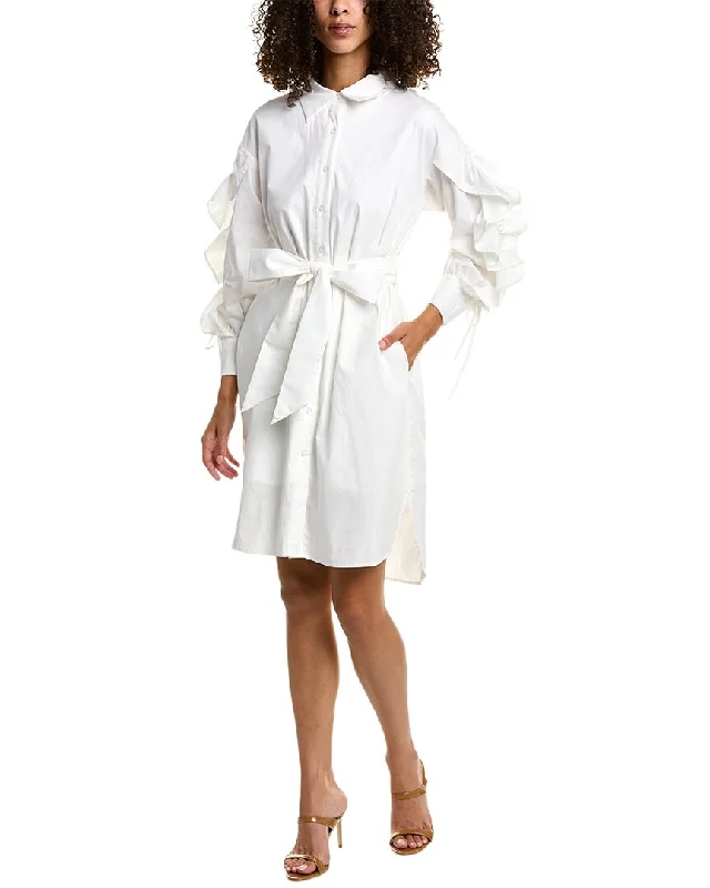 Gracia Ruffle Sleeve Shirtdress Short Sleeve Shirt Dress