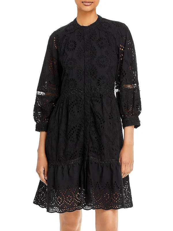 Hailey Womens Cotton Eyelet Shirtdress Shirt Dress Outfit