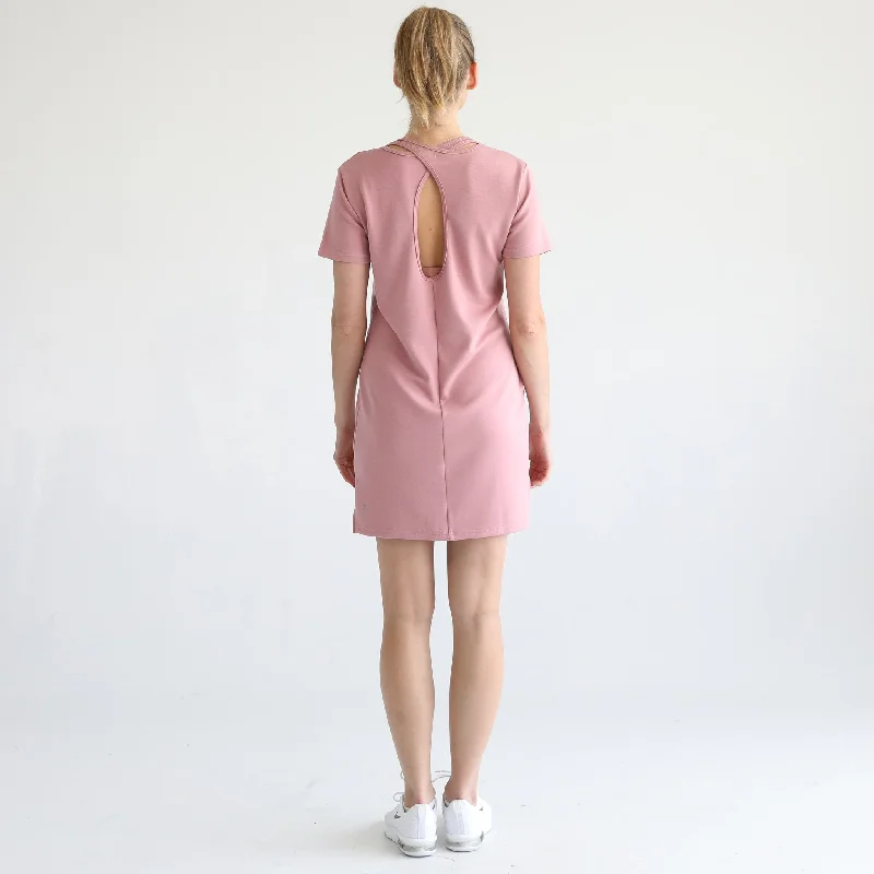 Isla Nursing T-Shirt Dress (Toasted Mauve) Stretch Shirt Dress