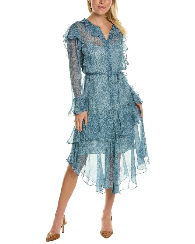 Rebecca Taylor Chiffon Silk Shirtdress Fashionable Shirt Dress